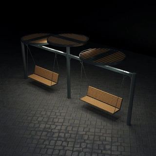 Парковые качели «AURA COSMO TRIO» с подсветкой