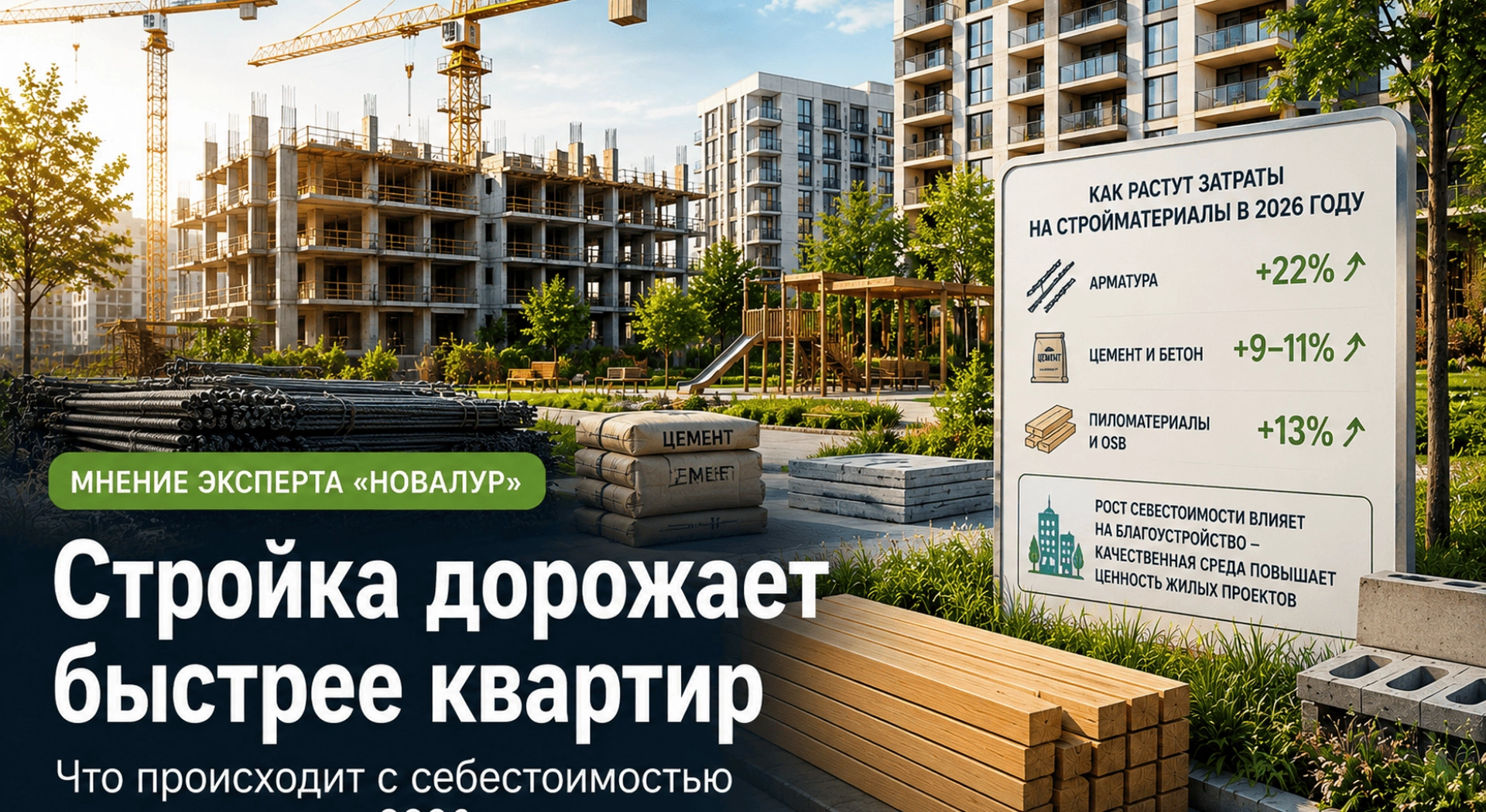 «Новалур» о росте себестоимости строительства и благоустройства в 2026 году