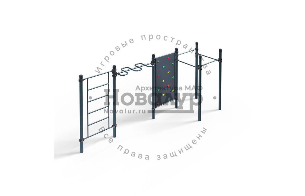 Воркаут - 4 турника, рукоход-змеевик, скалодром, шведская стенка