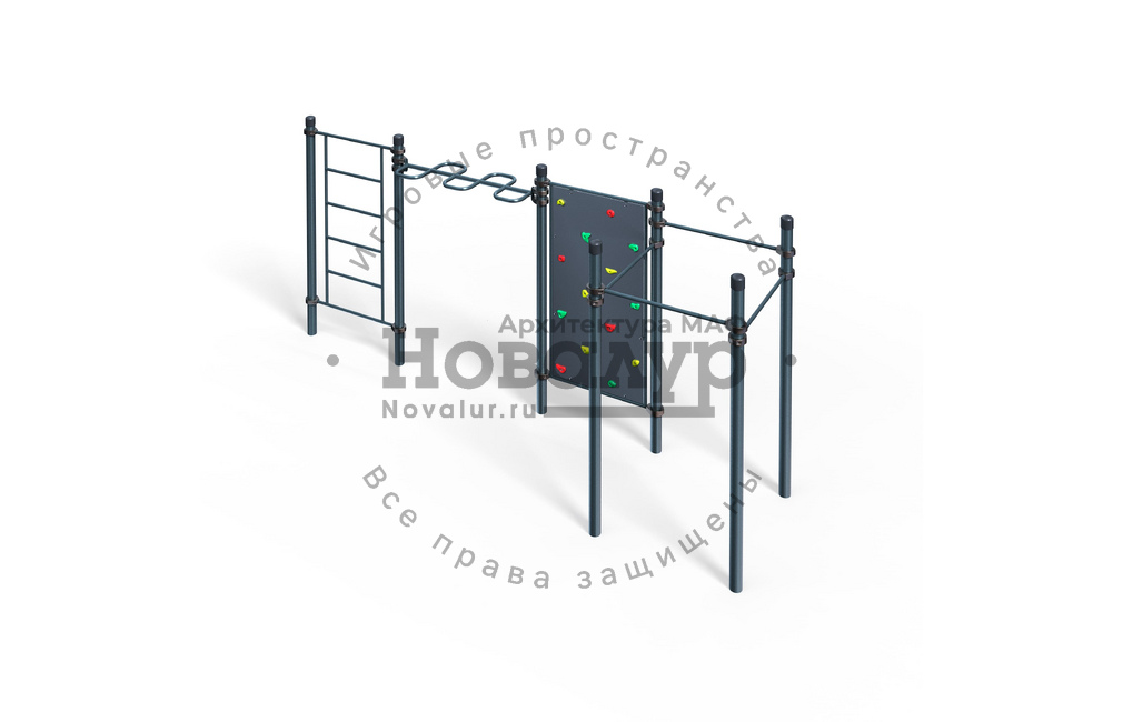 Воркаут - 4 турника, рукоход-змеевик, скалодром, шведская стенка