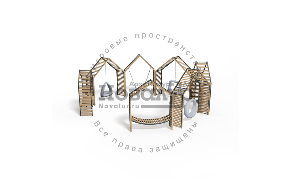 Парковые качели 'Комплекс домиков'