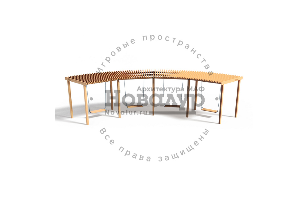 Парковые качели 'Эталон радиусные' Wood без спинки