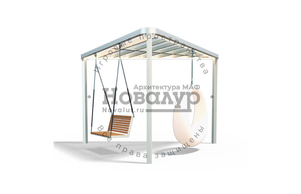 Парковые качели с навесом и подсветкой «Бриз Дельта»