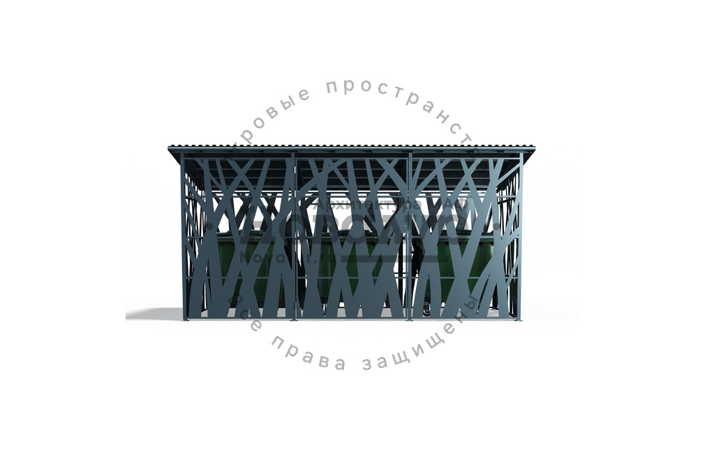 Контейнерная площадка «Серия Панель» для ТБО и благоустройства на 3 контейнера