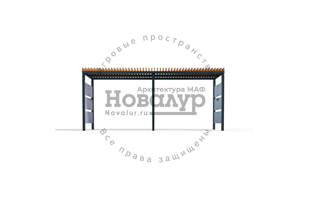 Навес парковый 'Бруно двойные' со вставками из архитектурного бетона