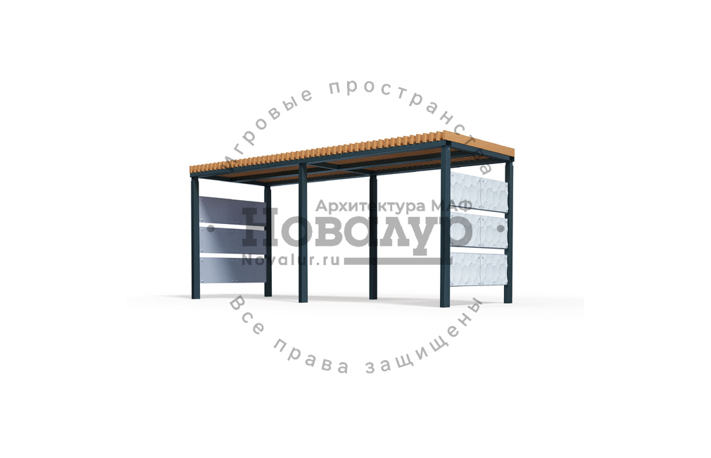 Навес парковый 'Бруно двойные' со вставками из архитектурного бетона