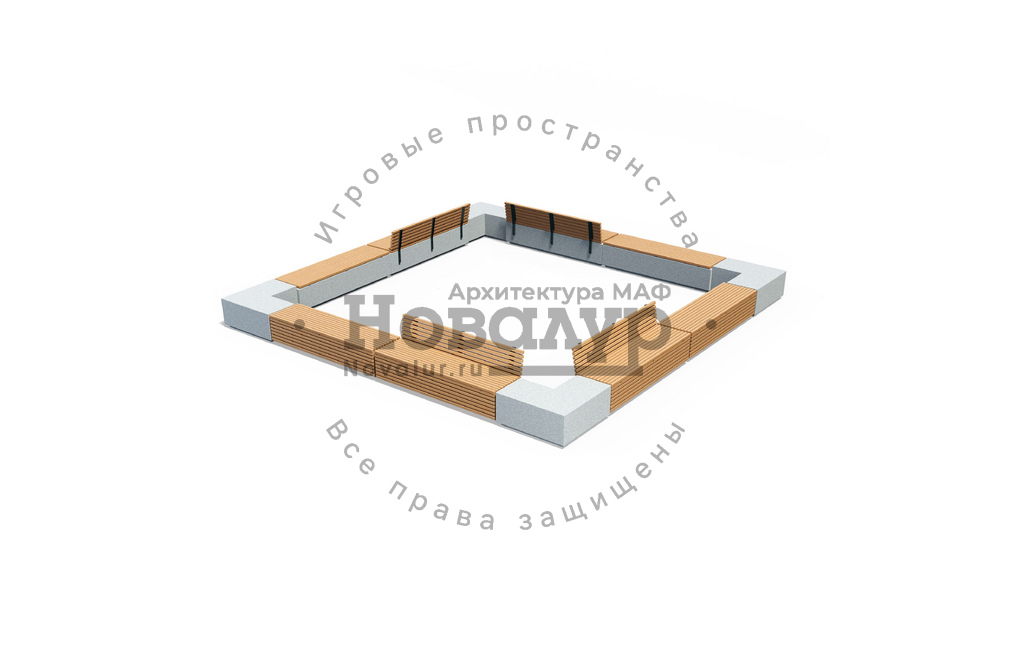 Скамейка бетонная «Контур» — композиция 3