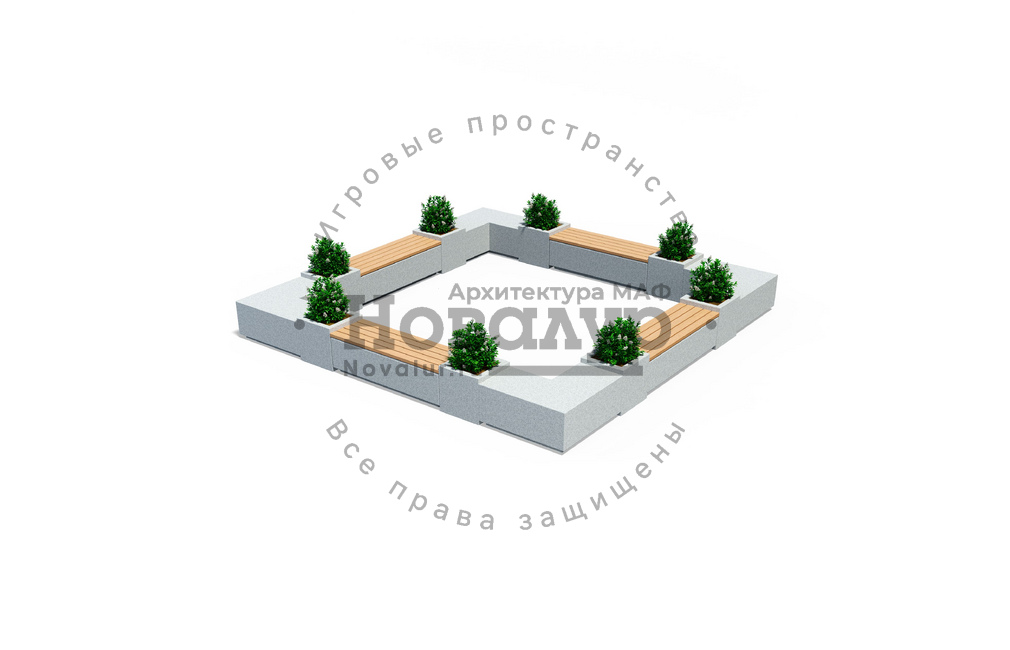 Скамейка бетонная «Контур» — композиция 6
