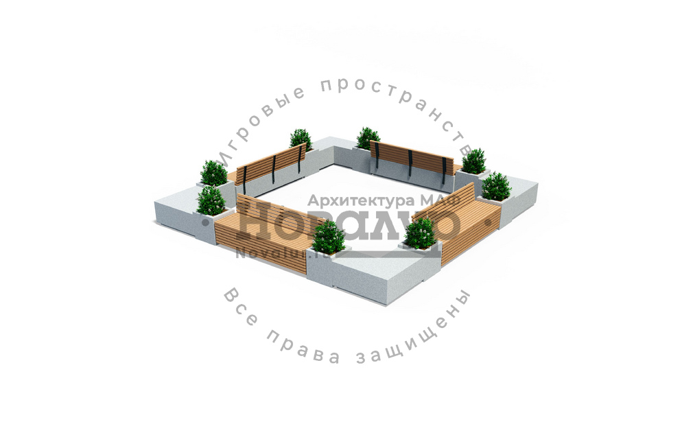Скамейка бетонная «Контур» — композиция 7