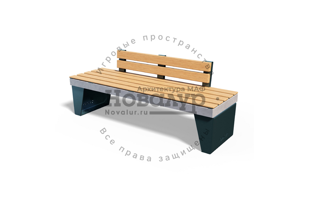 Скамейка модульная 'Флагман' с настилом и спинкой из дерева