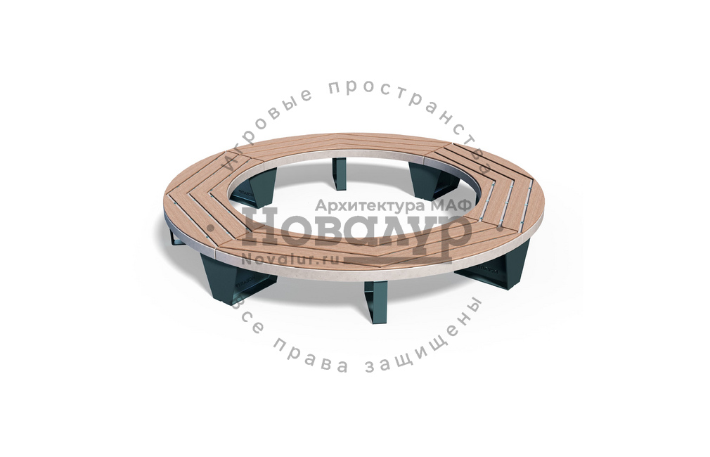 Скамейка круглая 'Флагман' с настилом из дерева диаметр 3300