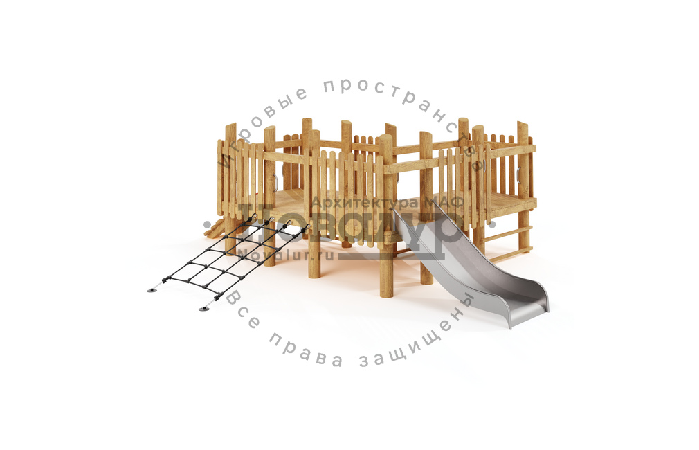 Игровая платформа с горкой и сеткой