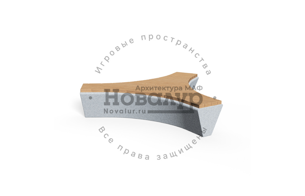 Скамейка бетонная 'Луч с настилом'